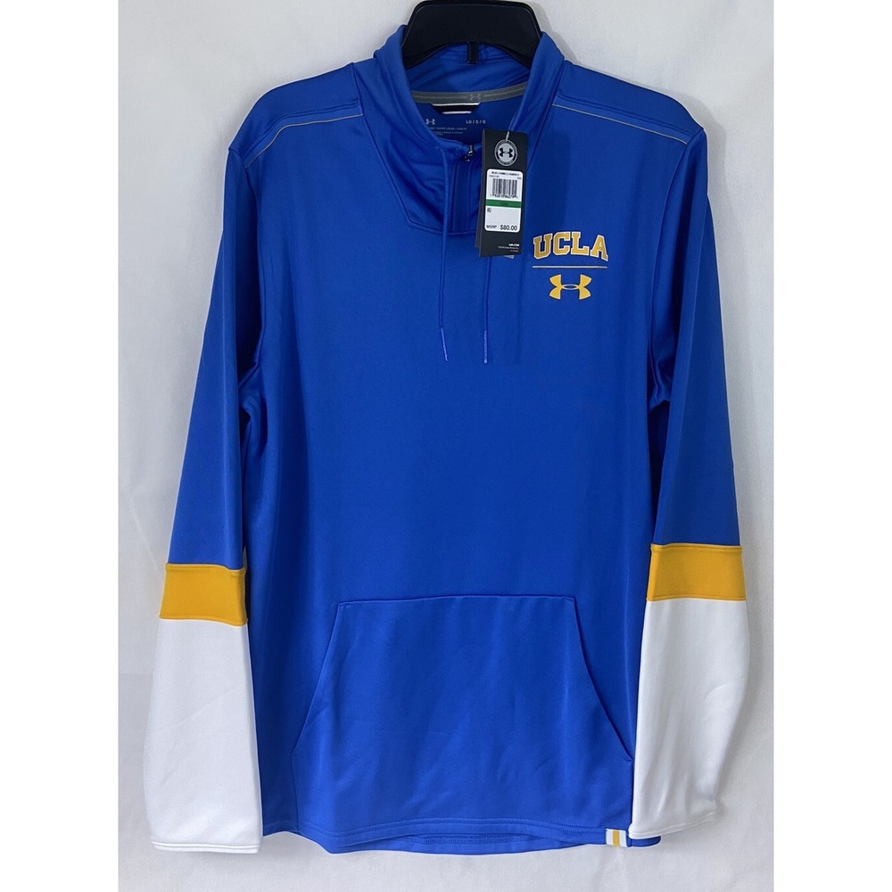 UCLA‎ BRUINS UNDER ARMOUR MENS Blue 1/4 ZIP Loose Sideline Warmup NCAA Jacket LG